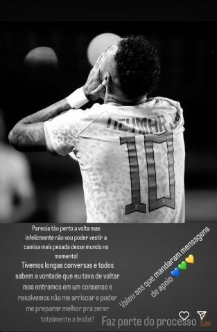 Neymar foi cortado da Seleção após problema na coxa • Reprodução/Neymarjr