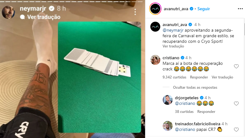 Cristiano Ronaldo comentou em publicação no Instagram • Reprodução/Instagram