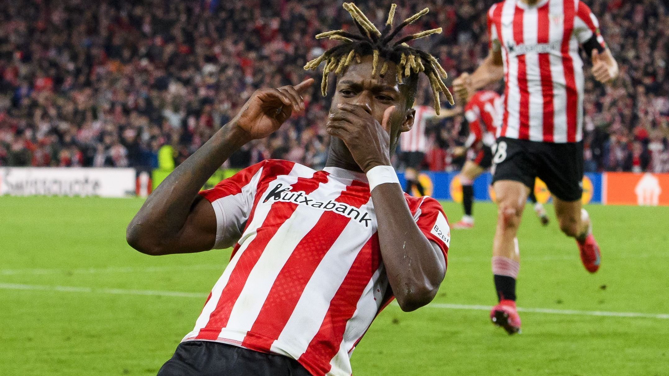 Nico Williams comemora gol do Athletic Bilbao