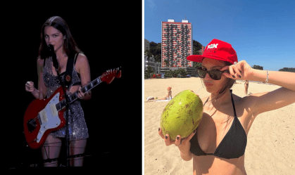 Olivia Rodrigo mostra passagem pelo Brasil com fotos no Lolla e na praia