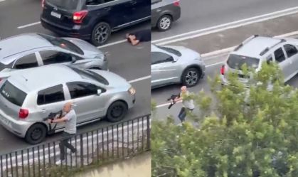 Policial atira contra suspeitos no meio do trânsito de SP; veja