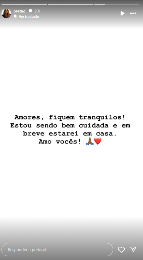 Preta Gil falou sobre mais uma internação na UTI • Instagram/Preta Gil
