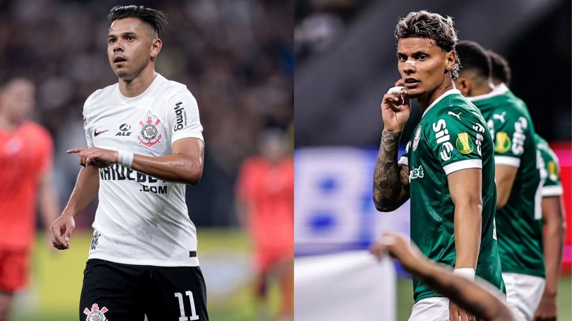 Ángel Romero, do Corinthians, e Richard Ríos, do Palmeiras