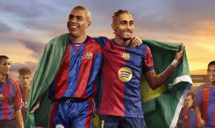 Arte de Ronaldo Fenômeno abraçado com Raphinha