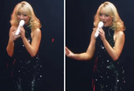 Sabrina Carpenter interage com fã brasileira durante show em Manchester