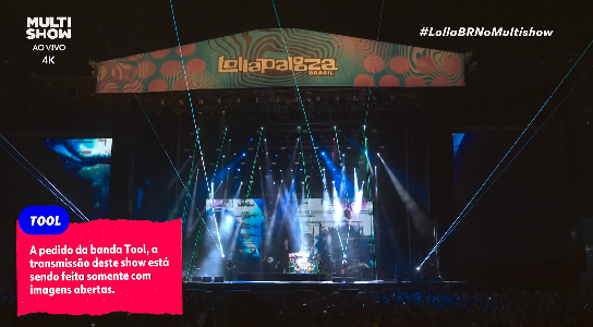 Show do Tool no Lollapalooza Brasil foi transmitido apenas em imagens abertas • Reprodução/Globoplay