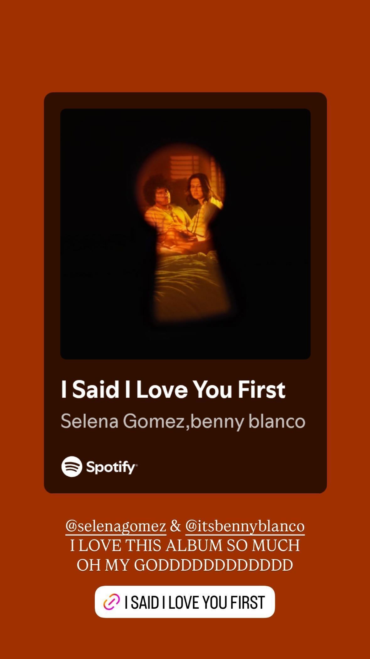 Taylor Swift elogiou o novo álbum de Selena Gomez e Benny Blanco • Reprodução/Instagram