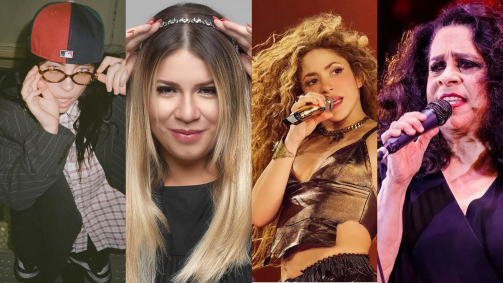 Da esquerda para direita: Billie Eilish, Marília Mendonça, Shakira e Gal Costa
