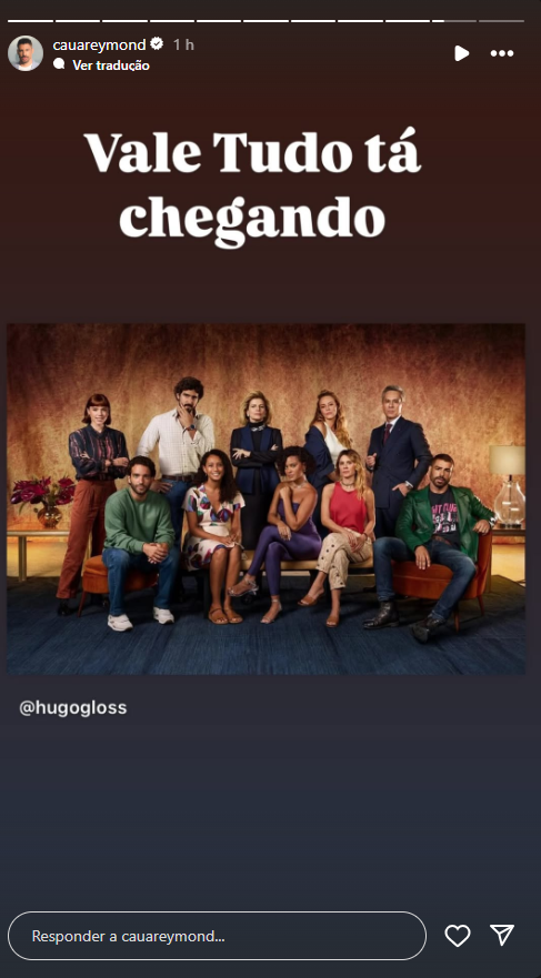 Cauã Reymond escreveu: "Vale Tudo está chegando" • Instagram/Cauã Reymond