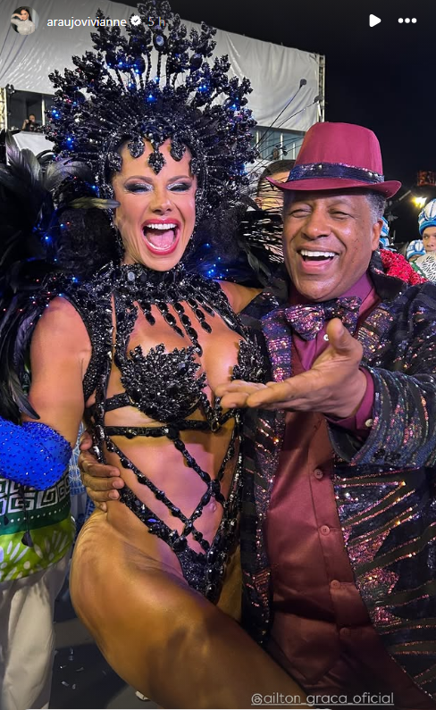 Viviane Araújo e Aílton Graça posam juntos no Carnaval de São Paulo • Instagram/Viviane Araújo