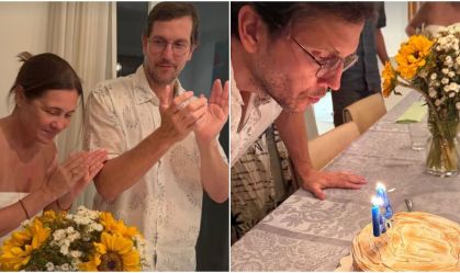 Vladimir Brichta celebra aniversário de 49 anos ao lado de Adriana Esteves