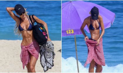 Yasmin Brunet curte dia de sol na praia de Ipanema, no Rio de Janeiro