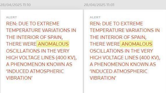 Alertas atribuem à REN, operadora de energia de Portugal, a informação de que apagão teria sido causado por fenômeno atmosférico raro • Reprodução/Reuters