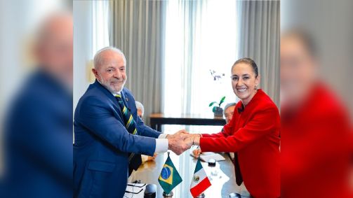 Presidente Luiz Inácio Lula da Silva (PT) se reuniu, em 9 de abril de 2025, com a presidente do México, Claudia Sheinbaum.