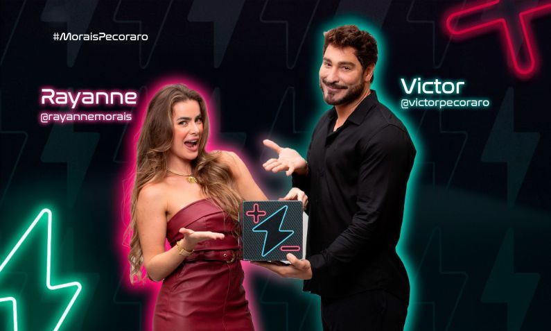 Rayanne e Victor Pecoraro estão no Power Couple Brasil 7 • Divulgação/Record TV
