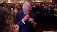 Rei Charles toca música com uma cenoura em evento no Castelo de Windsor