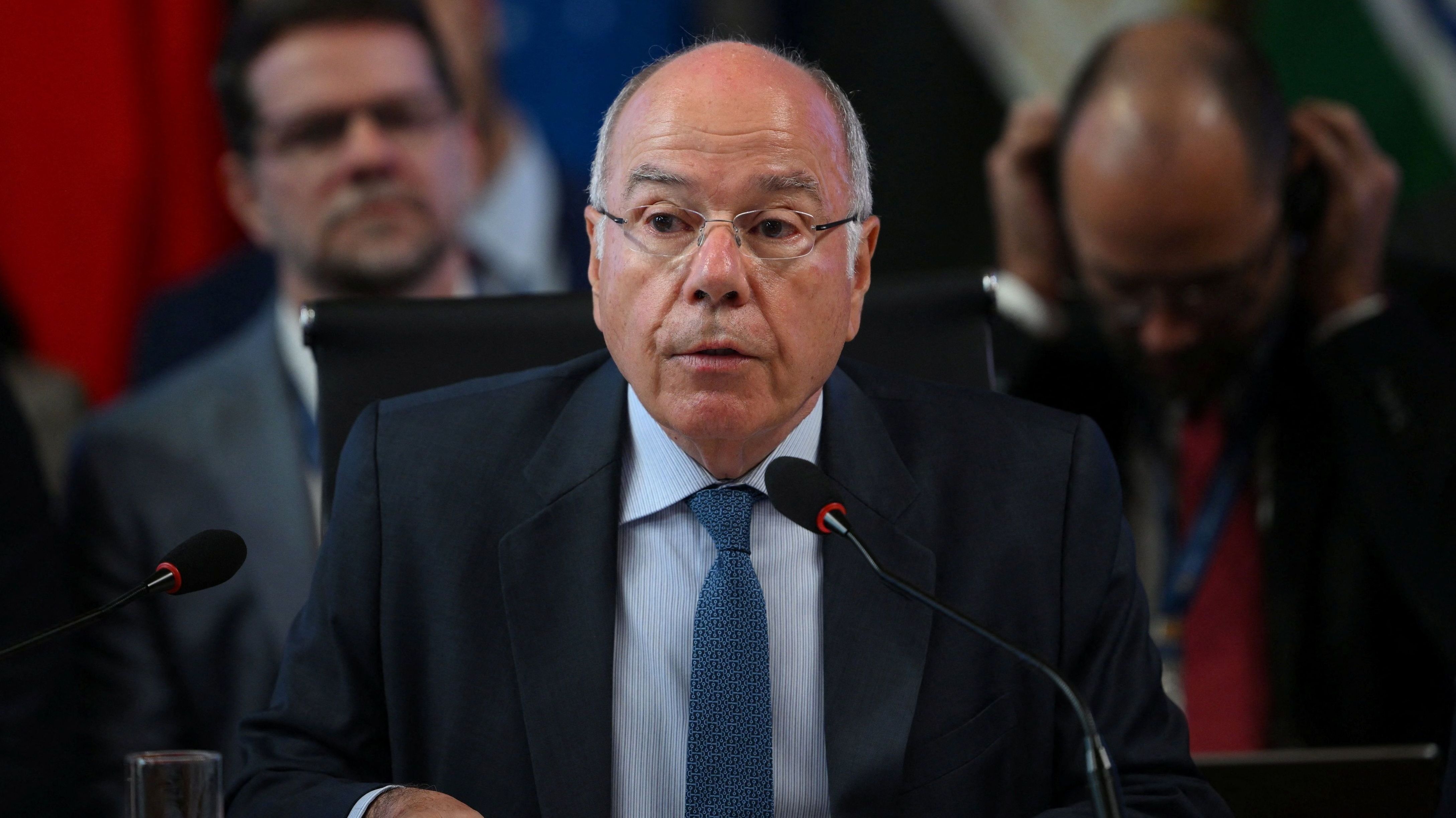 Chanceler brasileiro, Mauro Vieira, durante reunião de chanceleres do Brics