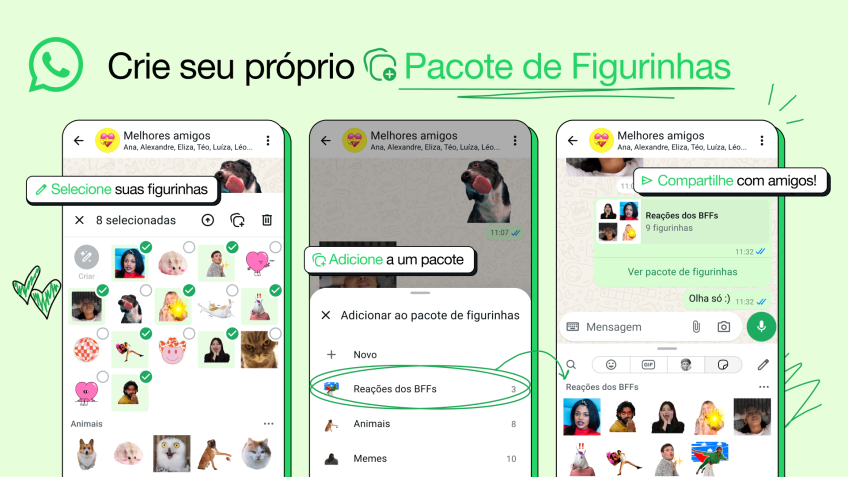 WhatsApp libera função que organiza figurinhas em pacotes • Divulgação/ WhatsApp