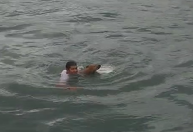 Vídeo: cão é resgatado à deriva no mar por tripulantes de balsa em SP