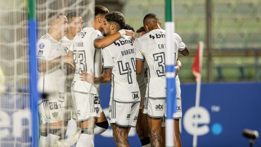 Atlético-MG celebra gol no primeiro tempo contra o Caracas • Divulgação/Atlético-MG