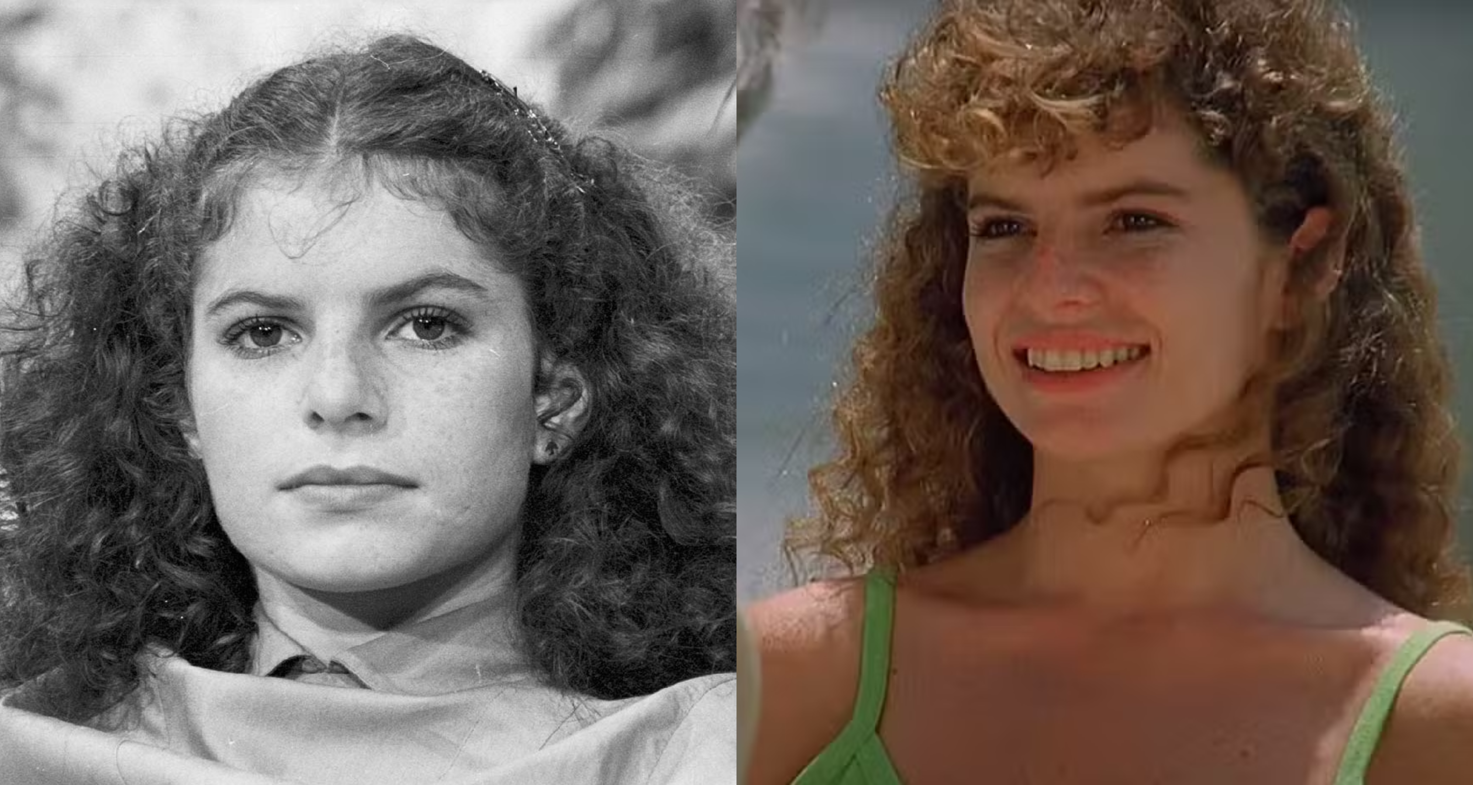 À esquerda, Débora Bloch em seu primeiro papel na TV, na novela "Jogo da Vida"; à direita, como a protagonista Bete, em "Bete Balanço" • Reprodução/TV Globo/Embrafilme