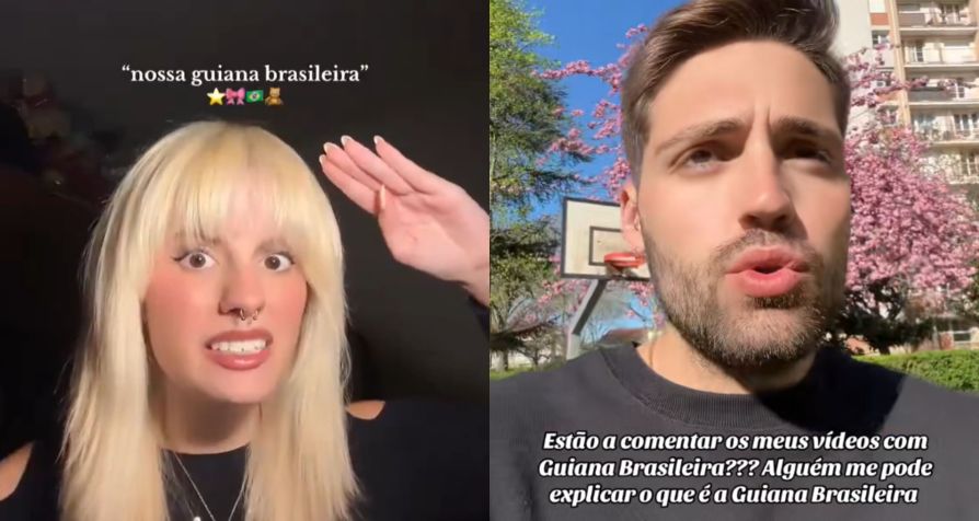 Influenciadores portugueses mostraram indignação nas redes sociais com o termo "Guiana Brasileira" • Reprodução/TikTok