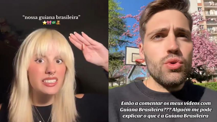 Influenciadores portugueses mostraram indignação nas redes sociais com o termo "Guiana Brasileira" • Reprodução/TikTok