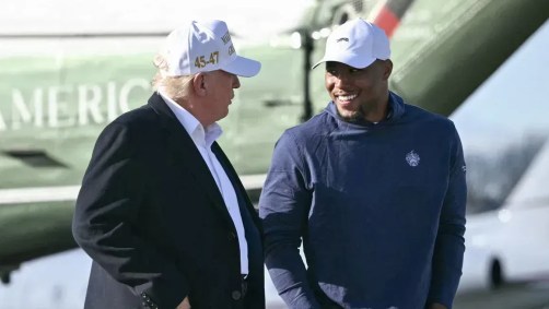 Donald Trump e Saquon Barkley em Morristown, New Jersey