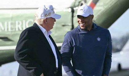 Donald Trump e Saquon Barkley em Morristown, New Jersey