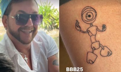 BBB25: Edilberto faz tatuagem em homenagem ao programa; veja