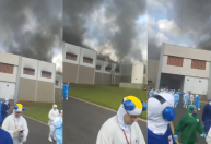 Incêndio de grandes proporções atinge fábrica de alimentos em Uberlândia