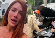 Bombeiros resgatam gato de Giovanna Ewbank que ficou preso em roda de carro