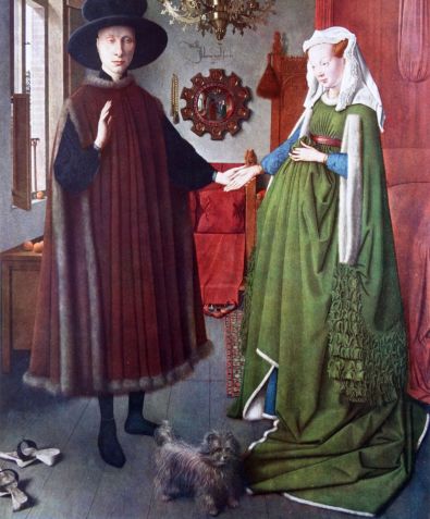 O Retrato de Arnolfini; pintura a óleo sobre painel de carvalho datada de 1434; do antigo pintor holandês Jan van Eyck • Universal History Archive/Universal Images Group via Getty Images