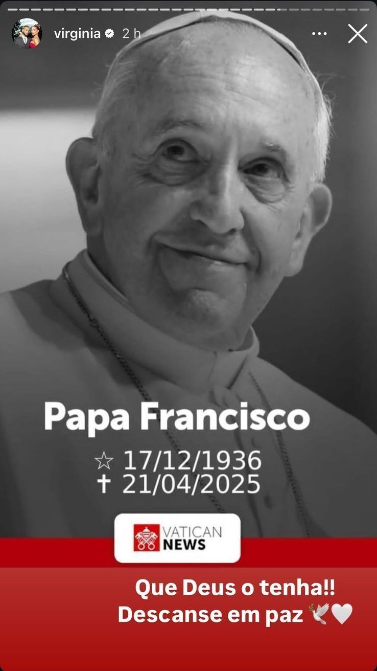 Virginia Fonseca lamenta morte do papa Francisco • Instagram/Virginia Fonseca