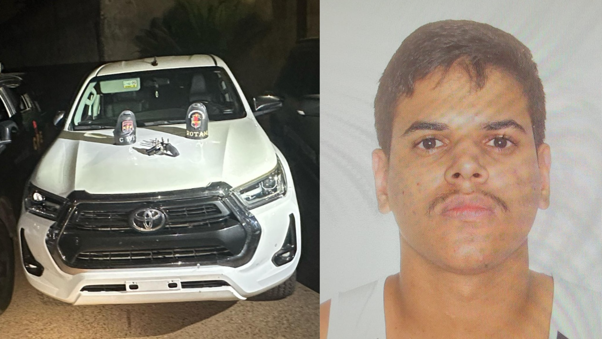 Imagem mostra Hilux encontrada no GO