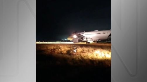 Avião da Latam saiu da pista no aeroporto de Chapecó (SC)