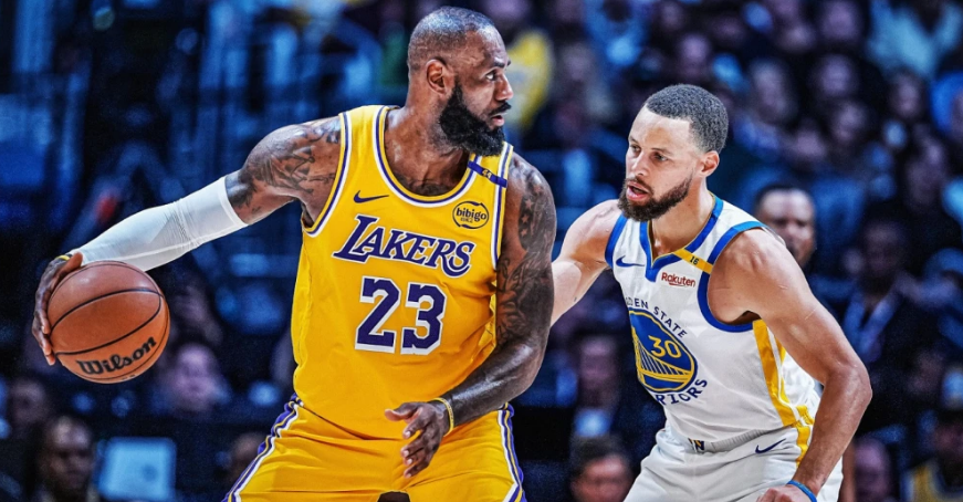 LeBron e Curry em disputa na NBA