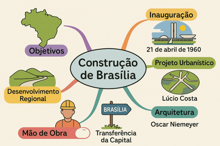 ChatGPT elabora mapa mental da construção de Brasília • Reprodução/ChatGPT