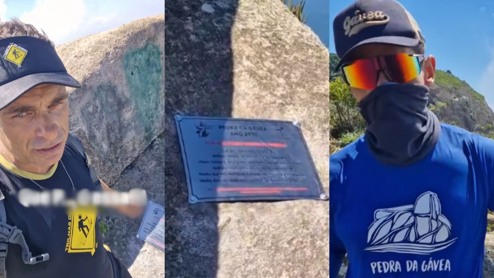 Trilheiros denunciam placa na Pedra da Gávea no RJ
