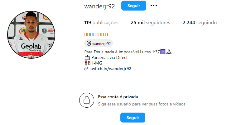 Wander privou a conta no Instagram após vazamento de prints • Foto: Reprodução