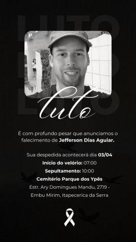 Nota de falecimento de Jefferson Dias Aguiar • Reprodução