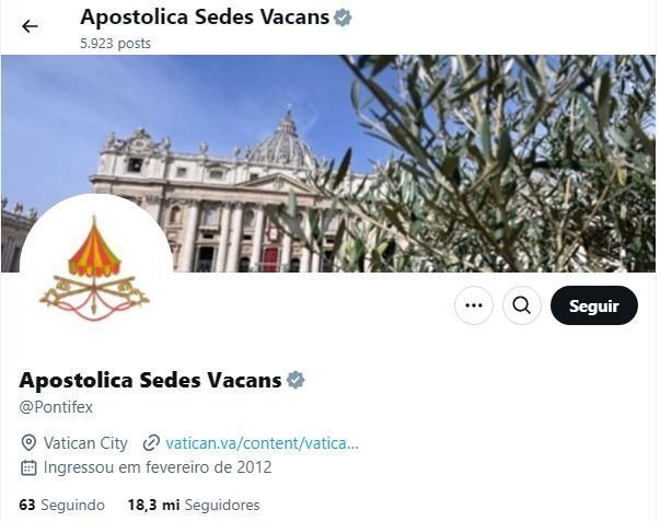 Conta oficial do papa Francisco no X. • Redes Sociais