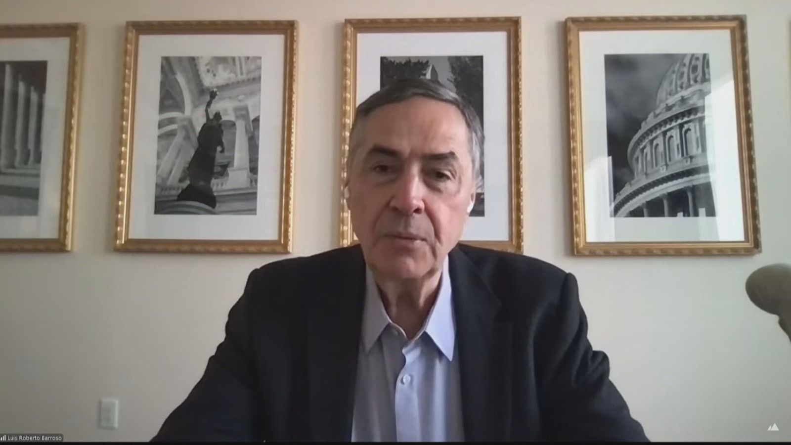 O presidente do Supremo Tribunal Federal (STF), ministro Luís Roberto Barroso, fala em videoconferência ao Web Summit