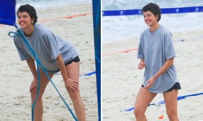 Agatha Moreira treina vôlei em praia no Rio; veja