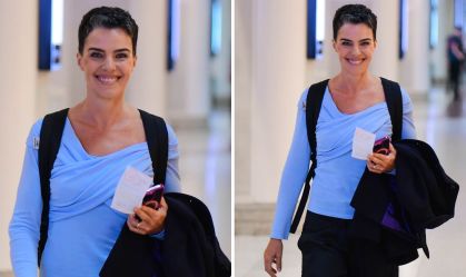 Ana Paula Arósio em aeroporto no Rio