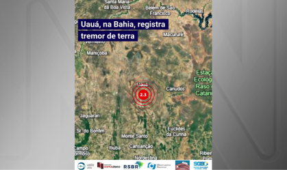 Tremor de magnitude 2,3 é registrado na Bahia