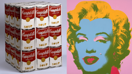 "Campbell's Soup Box" (1962) e "Marilyn Monroe (Marilyn)" (1967) , Andy Warhol