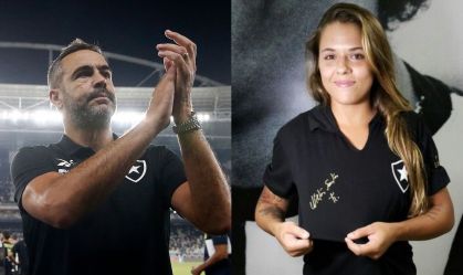 Artur Jorge, ex-técnico do Botafogo, e Hanna Santos, neta de Nilton Santos