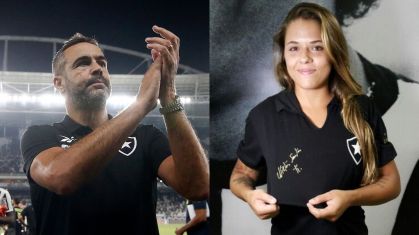 Artur Jorge, ex-técnico do Botafogo, e Hanna Santos, neta de Nilton Santos