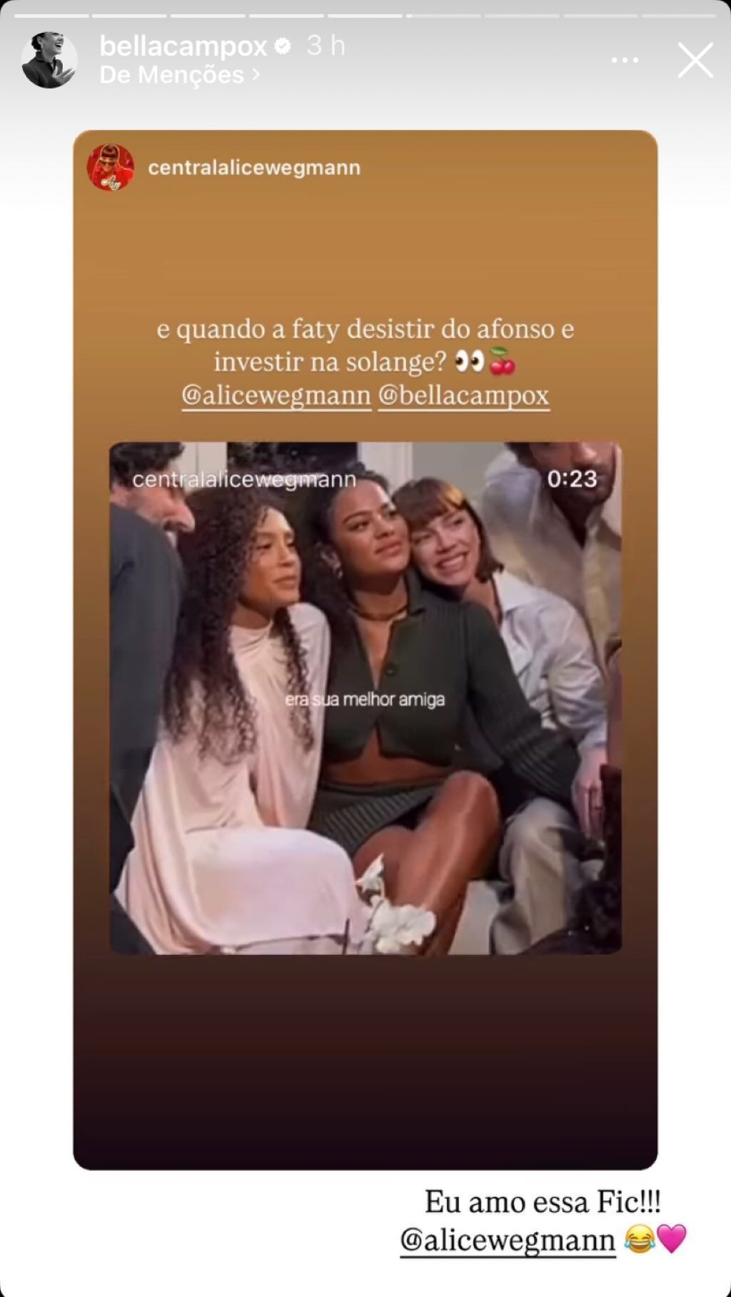Bella Campos defende fanfic em "Vale Tudo" • Instagram/Bella Campos